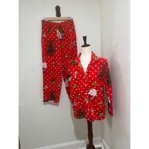 Pottery Barn Teen Dr. Seuss The Grinch & Max Organic Flannel Pajama Size Large
